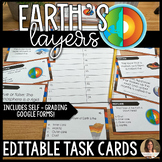 Earth's Layers Task Cards - Editable and Google Forms™