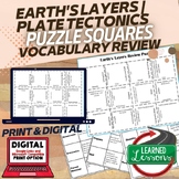 Earth's Layers and Plate Tectonics Earth Science Puzzle, P