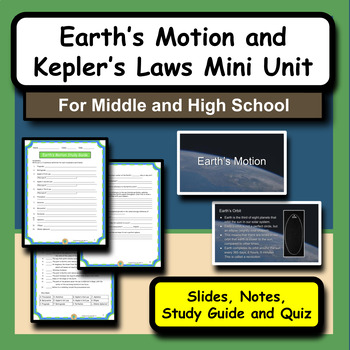 Preview of Earth's Motion and Kepler's Laws Slides, Notes and Quiz: Science Class