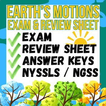 Preview of Earth's Motions EXAM & Review Sheet - Astronomy Mastery: NYSSLS / NGSS Aligned