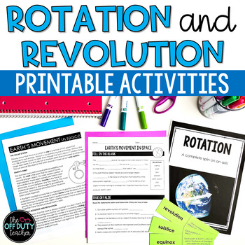 Preview of Earth's Movement Rotation and Revolution Reading Passages, Activities, Posters