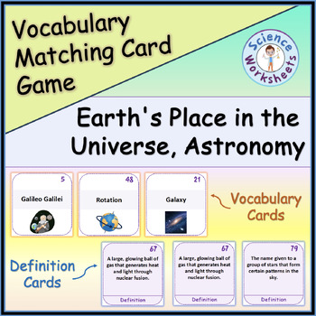Preview of Earth's Place in the Universe, Astronomy - Vocabulary Matching Game (Printable)