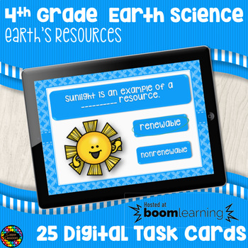 Preview of Earth's Resources Digital Science Task Cards Distance Learning with Boom Cards
