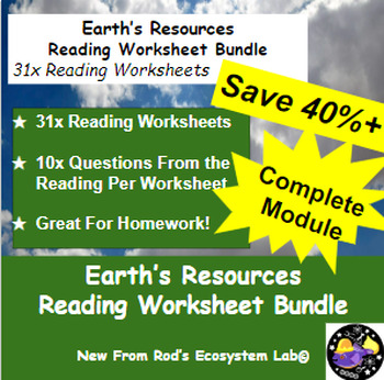 Preview of Earth's Resources Full Module Reading Worksheet Bundle *Editable*