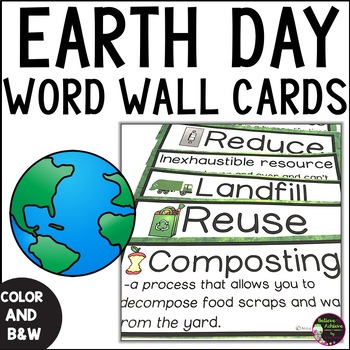 Preview of Earth Day Vocabulary Cards with Definitions