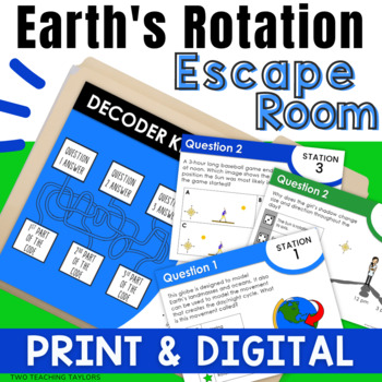 Preview of Earth's Rotation | Day and Night | Shadows and the Sun | Escape Room Activity