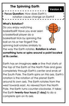 Preview of Earth's Rotation Leveled Text Set Booklets