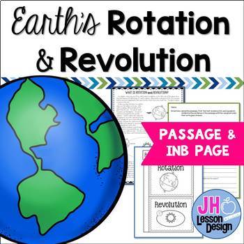Preview of Earth's Rotation and Revolution: Passage and Interactive Notebook Activity