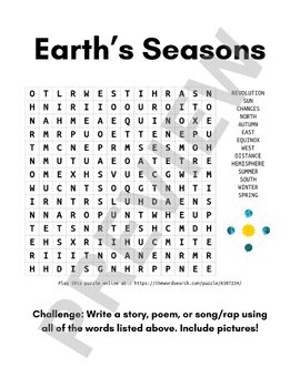 Preview of Earth’s Seasons Wordsearch