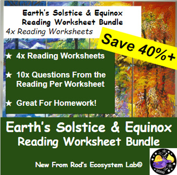 Preview of Earth's Solstice & Equinox Reading Worksheet Bundle **Editable**