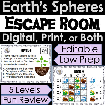 Preview of Earths Spheres Digital Escape Room Biosphere, Hydrosphere, Atmosphere, Geosphere