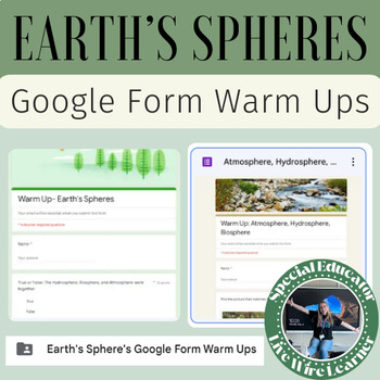 Preview of Earth's Spheres Google Forms Warm Ups