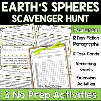 Preview of Earth's Spheres - Scavenger Hunt - Task Cards - Close Reading - Earth Science
