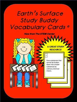 Preview of Earth's Surface Study Buddy Vocabulary Cards