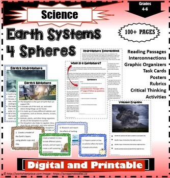 Preview of Earth's Systems 4 Spheres - Atmosphere, Biosphere, Geosphere and Hydrosphere -