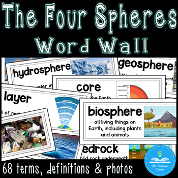 Preview of Earth's Systems - 68 Science Vocabulary Word Wall Cards - Bulletin Board