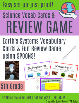 Preview of Earth's Systems Science Vocab Cards & Review Game