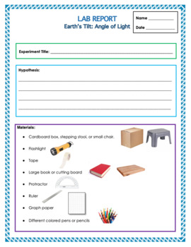 Earth's Tilt: Angle of Light Experiment BUNDLE: PPT +Guide +Lab Report ...