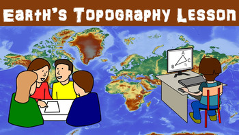 Preview of Earth's Topography No Prep Lesson with Power Point, Worksheet and Vocabulary