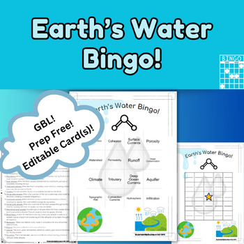 Preview of Earth's Water Vocabulary Bingo!