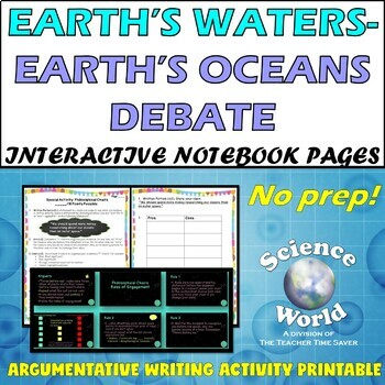 Preview of Earth's Waters Argumentative Writing Activity | Earth Science Middle School