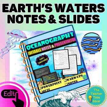 Preview of Earth's Waters Unit Editable Notes & Slides Bundle- Earth Science Notebook