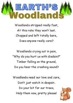 Preview of Earth's Woodlands POEM -AABB (Poster & Worksheets)