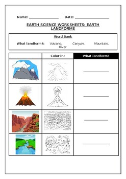 earth science worksheets earth land forms by science workshop tpt
