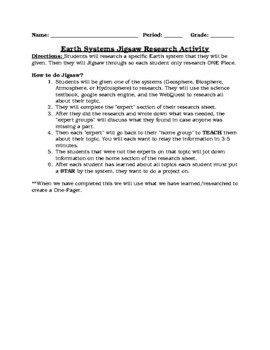 Preview of Earth system Jigsaw Research Activity