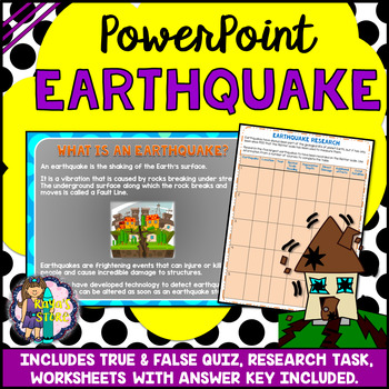 Preview of Earthquake PowerPoint Natural Disaster (Worksheets and Research Task Included)