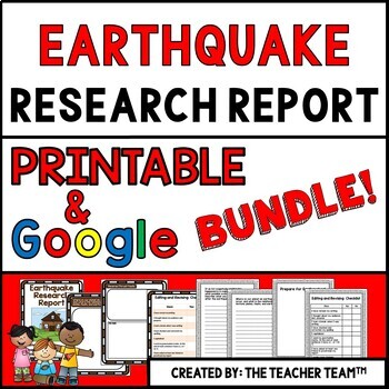 Preview of Earthquake Report Printable and Google Slides Bundle