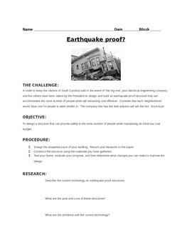 Preview of Earthquake STEM lab