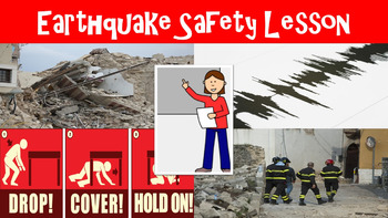 Preview of Earthquake Safety No Prep Lesson with Power Point, Worksheet, and Design A Plan