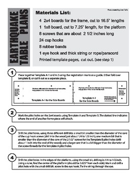 Preview of Earthquake Table Instructions and Templates