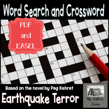 Preview of Earthquake Terror Crossword Puzzle, Word Search, Answer Key - Distance Learning