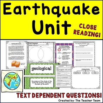 Preview of Earthquakes Unit | Reading Comprehension Passages and Questions