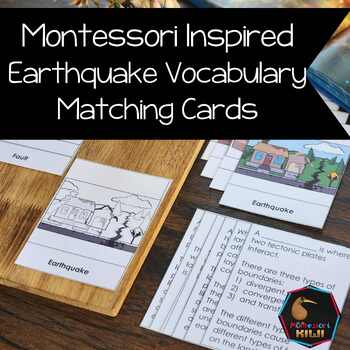 Preview of Earthquake matching vocabulary cards (montessori inspired)
