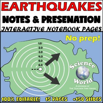 Preview of Earthquake Waves & Fault Unit Notes & Slides Bundle- Earth Science Middle School
