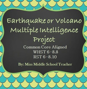 Preview of Earthquake or Volcano Multiple Intelligence Project