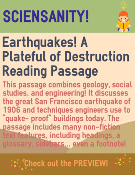 Preview of Earthquakes! A Plateful of Destruction: a leveled geography reading passage