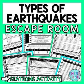 Preview of Earthquakes Escape Room Stations - Reading Comprehension Activity