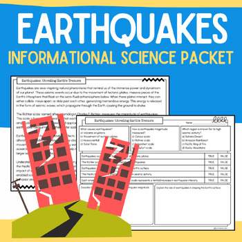 Preview of Earthquakes: Informational Science Reading Passages, Worksheets, & Vocabulary