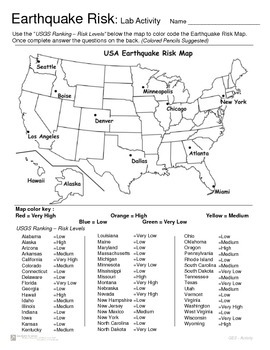 Preview of Earthquakes - Lab Activity - Earthquake Risk