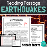 Earthquakes Reading Comprehension Passage PRINT and DIGITAL
