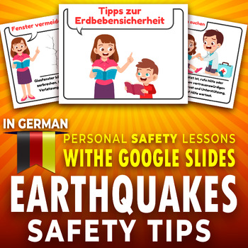 Preview of Earthquakes Safety Tips, German Task Cards , Personal Safety & Injury Prevention