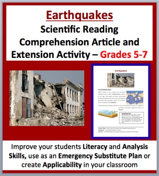 Preview of Earthquakes - Digital Science Reading Article – Grades 5-7