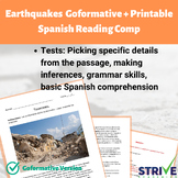 Earthquakes Spanish Reading Comp Printable Worksheet + Gof