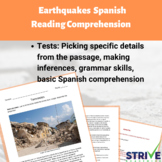 Earthquakes Spanish Reading Comprehension Worksheet