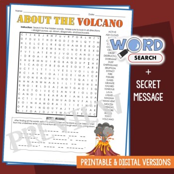 earthquakes volcanoes word search puzzle vocabulary activity worksheets