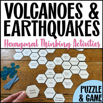 Preview of Earthquakes & Volcanoes Hexagonal Thinking Activity Puzzle Science Review Game